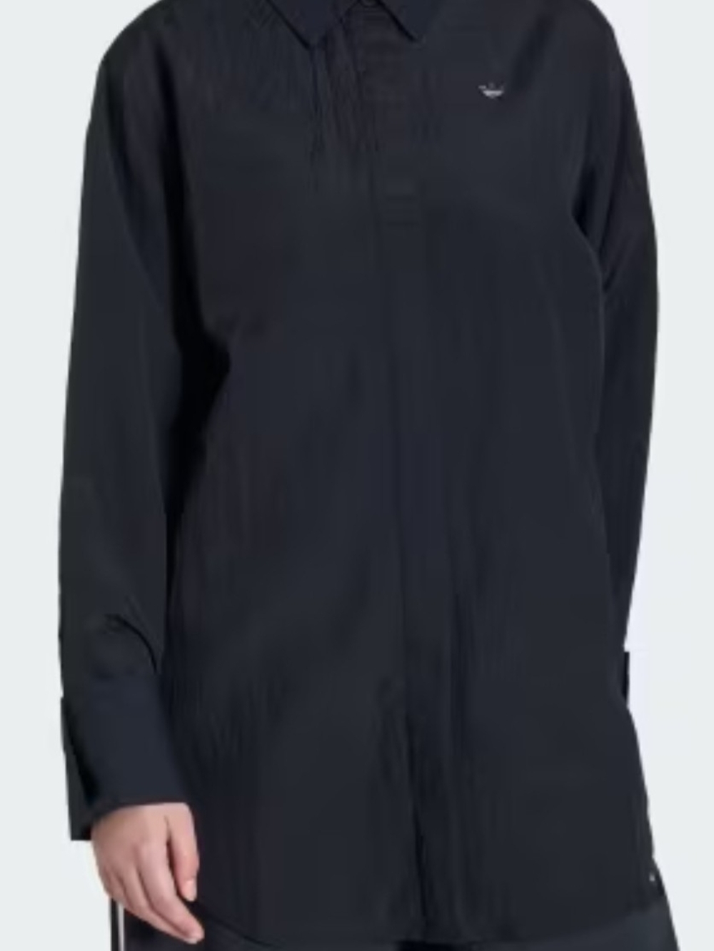 Adidas Women's Oversize Black Long-Sleeve Button-Down Shirt